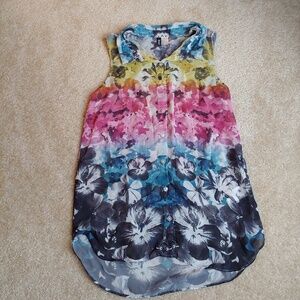 Divided by H&M floral multi colored semi sheer top